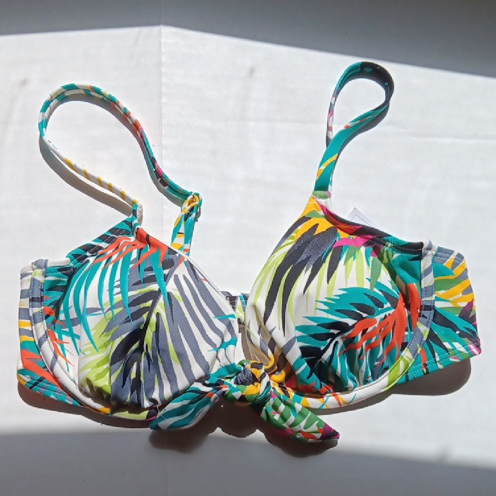 SHADE & SHORE MUKTICOLOR TROPICAL BIKINI TOP SIZE 34C